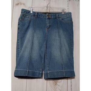 Venezia Shorts Womens 16 Blue Denim Cuffed Bermuda Stretch Casual‎ Jean Classic